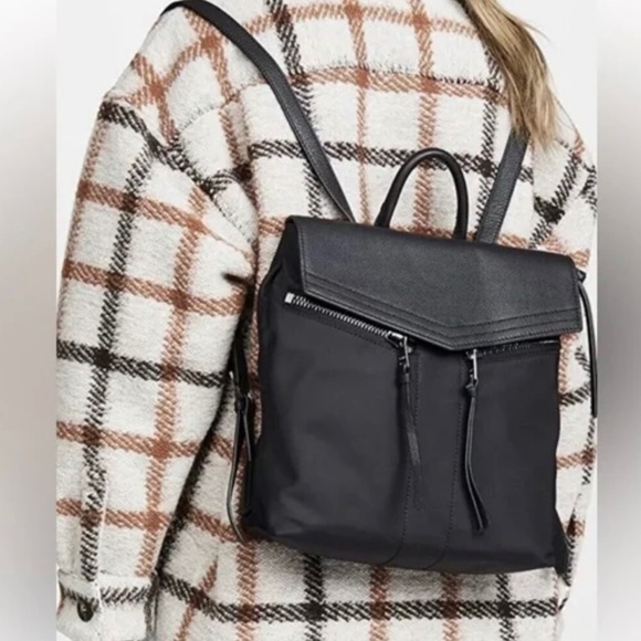 BOTKIER NEW YORK Trigger Mini Black Backpack Nylon & Vegan Leather - Picture 11 of 12